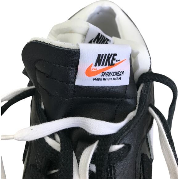 Nike Sacai Blazer Low Sneakers Unisex Size 10/11.5 Shiny Black White DM6443-001 main image 8